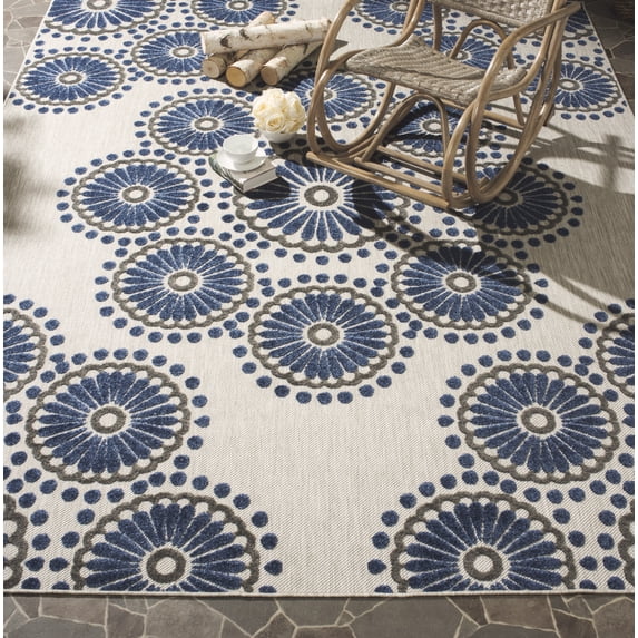 Safavieh Cottage Cenric Geometric Indoor/Outdoor Area Rug, Cream/Navy, 8' x 10'