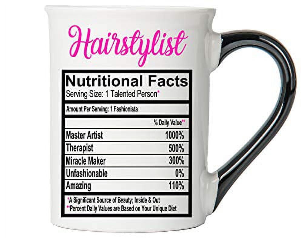 White Ceramic Hairstylist Mug with Black Handle, 16 oz