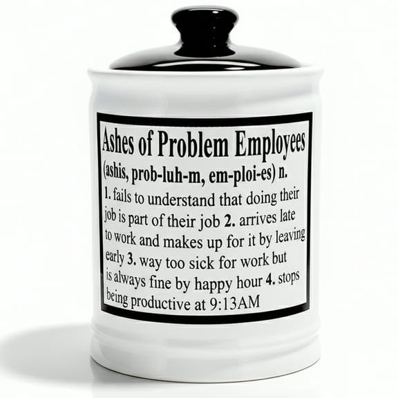 Cottage Creek Ashes of Problem Employees Jar - Funny Piggy Bank, Candy Jar & Desk Organizer