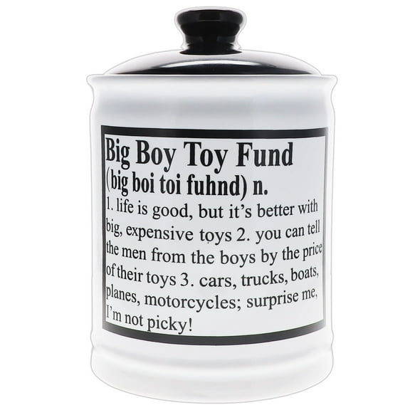 Cottage Creek Big Boy Toy Fund Multicolored Ceramic Piggy Bank and Candy Jar