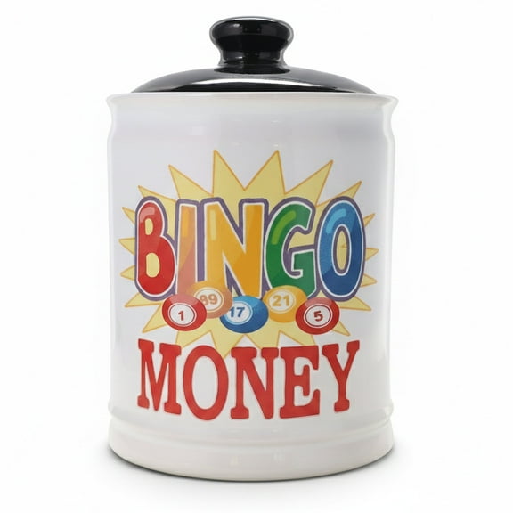 Cottage Creek Bingo Ceramic Piggy Bank, Multicolored, 6 Inches