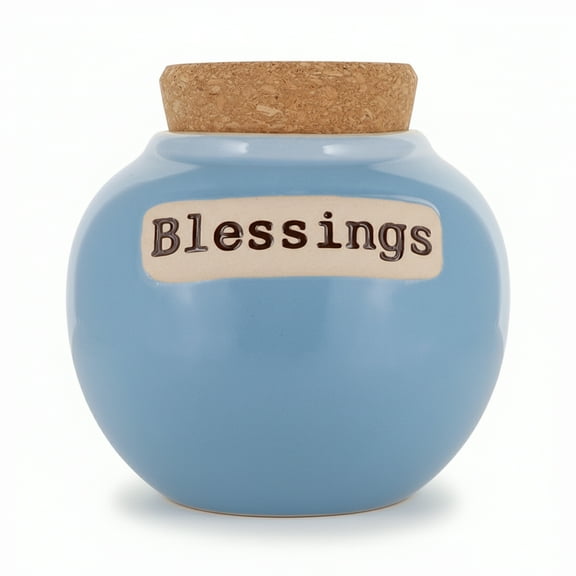 Cottage Creek Blessings Ceramic Blue Keepsake Jar, Prayer Box, Gratitude Jar