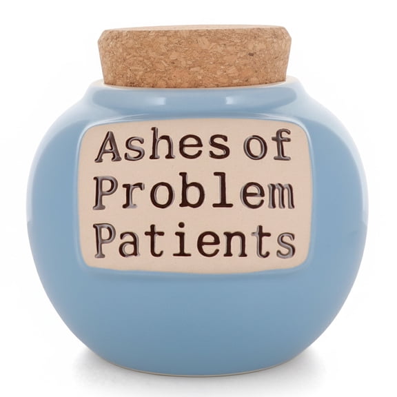Cottage Creek Blue Ceramic Ashes of Problem Patients Doctors and Nurses Piggy Bank