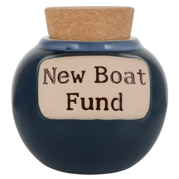 Cottage Creek Blue Ceramic Boating Piggy Bank, 6 Inches