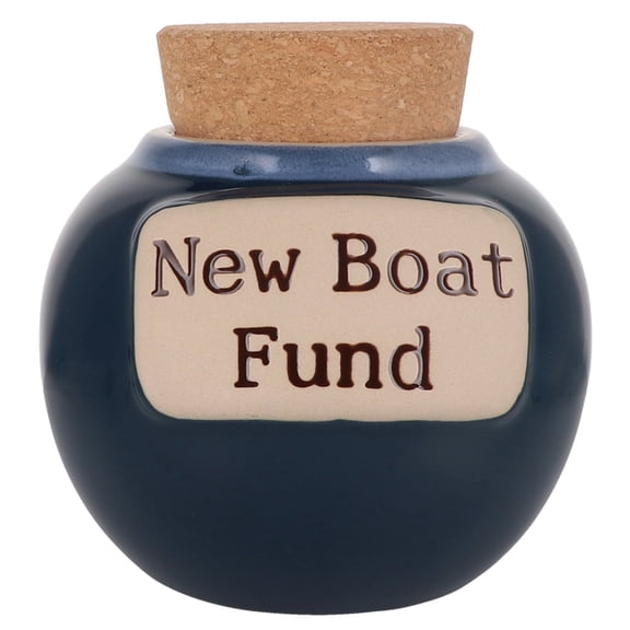 Cottage Creek Blue Ceramic Boating Piggy Bank, 6 Inches