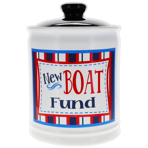 Cottage Creek Boating Piggy Bank, Multicolored Ceramic, 6" Jar