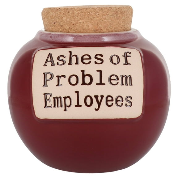 Cottage Creek Ashes of Problem Employees Jar - Funny Red Ceramic Jar & Piggy Bank