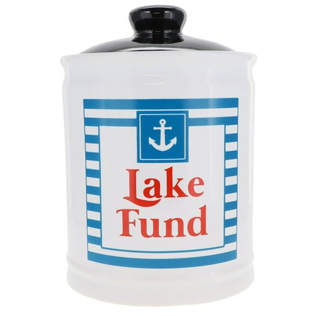 Cottage Creek Ceramic White Piggy Bank, Lake Life Adventure