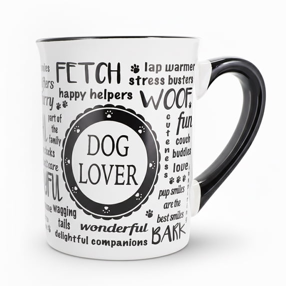 Cottage Creek Dog Lover Dog 16oz Ceramic White Letter Print Coffee Mug