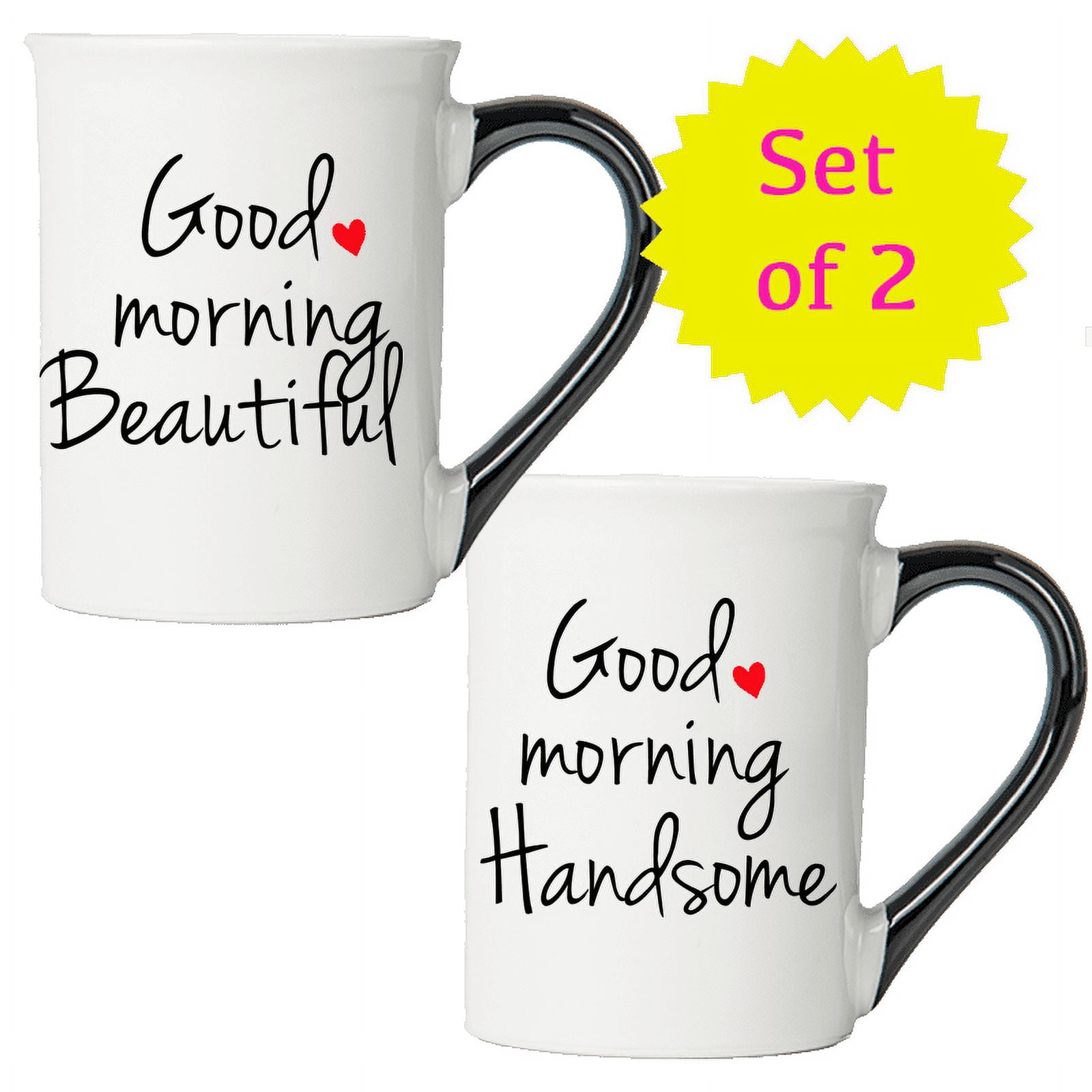Good Morning Beautiful and Handsome White Ceramic Mug Set