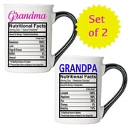 Cottage Creek Grandma Grandpa Mugs, 16 oz Ceramic Coffee Mugs, Set of 2