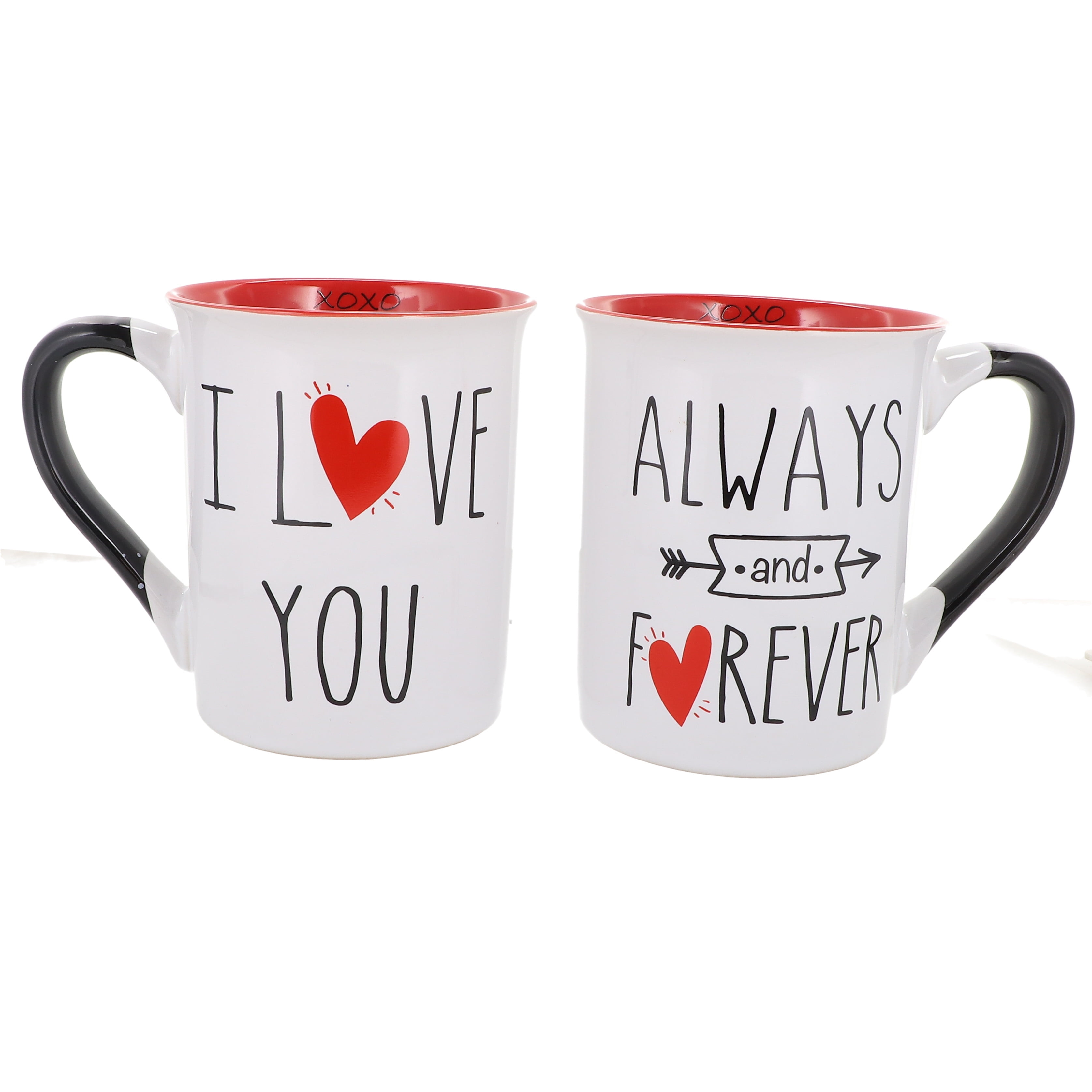 I Love You Always and Forever White Ceramic 16oz Mugs Set