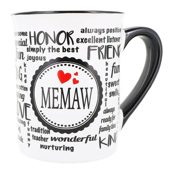 Cottage Creek Memaw 16 oz. Memaw Coffee Mug, Ceramic, White, Letter Print