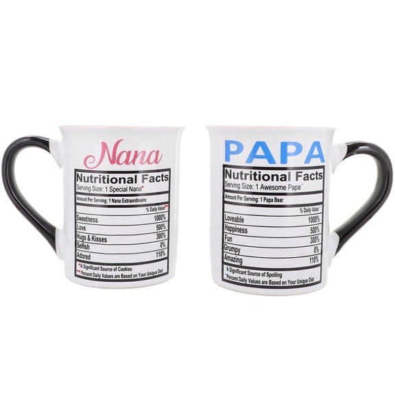 Cottage Creek Nana Papa 16oz. Ceramic Mugs, Set of 2