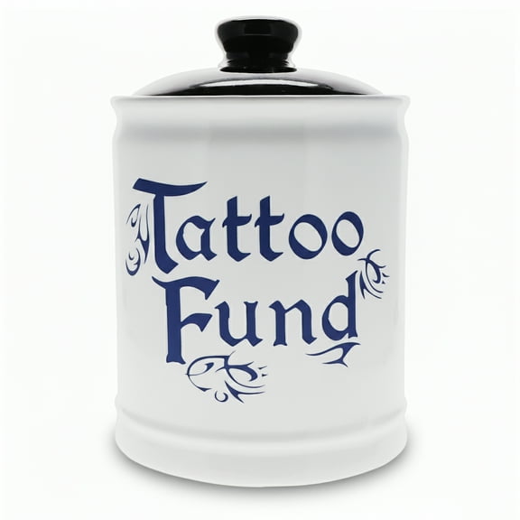 Cottage Creek Round Ceramic Tattoo Piggy Bank, White