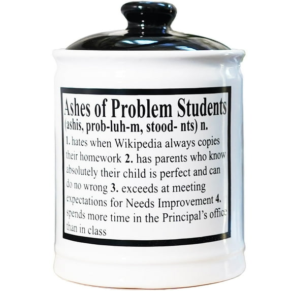 Cottage Creek Teachers Piggy Bank, Ashes of Problem Students Ceramic Multicolored Candy Jar