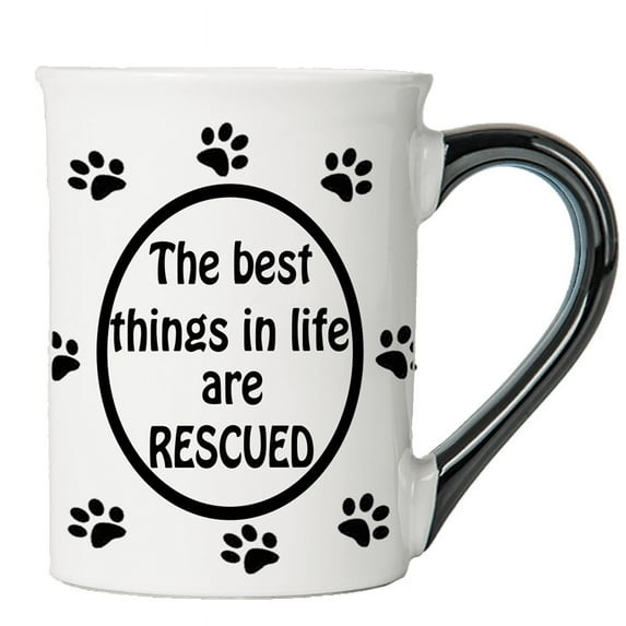 Cottage Creek The Best Things in Life are Rescued Dog 16oz. Ceramic Coffee Mug, Multicolored