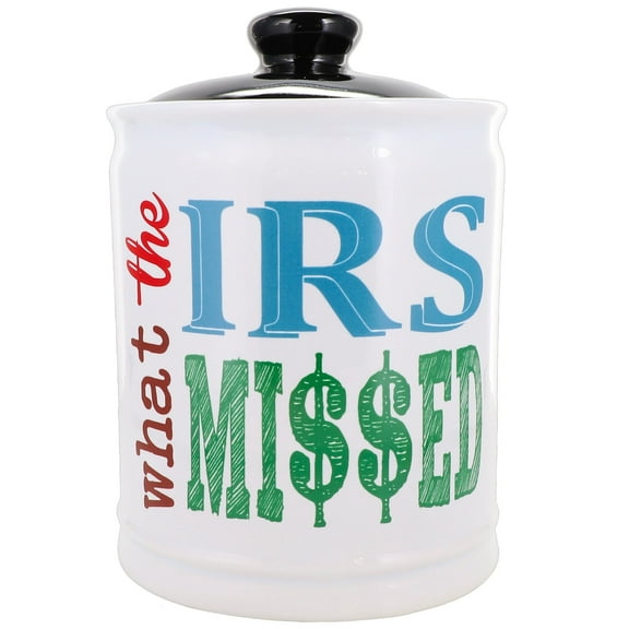 Cottage Creek What The IRS Missed Jar Piggy Bank, Ceramic, 6", Multicolored Tax Candy Jar