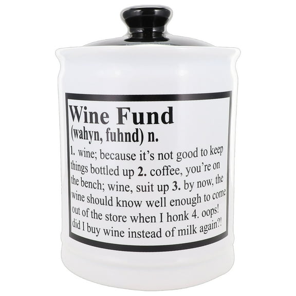 Cottage Creek Wine Fund Piggy Bank - Decorative 6" Ceramic Jar for Adults