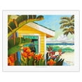 thumbnail image 1 of The Cottage at Crystal Cove - Laguna Beach California - Tropical Paradise - From an Original Watercolor Painting by Robin Wethe Altman - Fine Art Rolled Canvas Print 20in x 26in, 1 of 4