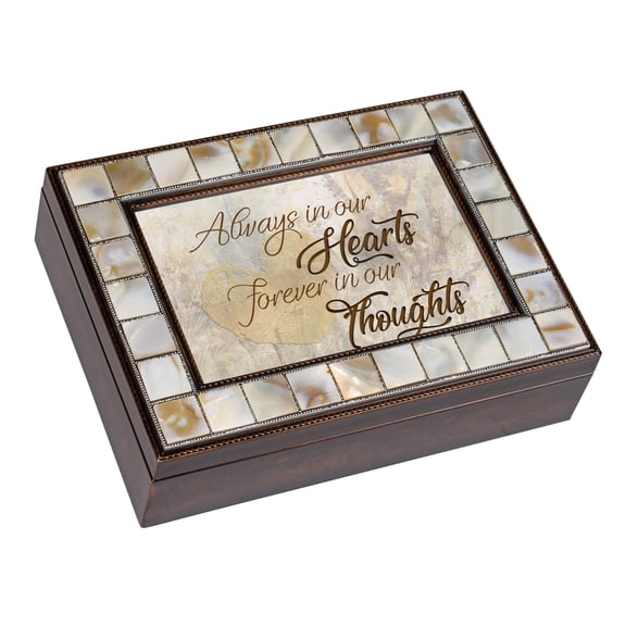 Cottage Garden - Always in Heart Forever Thoughts Mother of Pearl Amber Music Box Plays Edelweiss