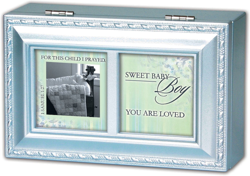Cottage Garden Baby Boy Blue Petite Music Box / Jewelry Box Plays Brahms Lullaby