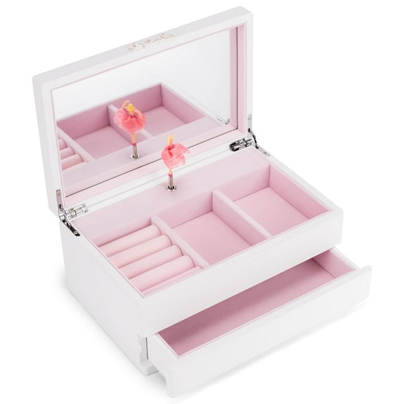 Cottage Garden Ballerina Gold Tone 10 inch Wood Musical Jewelry Box Plays Tune Dance of the Sugar Plum Fairy