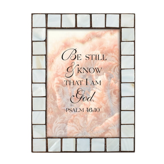 Cottage Garden Be Still I Am Mother of Pearl Amber 5 x 7 Table Top and Wall Photo Frame