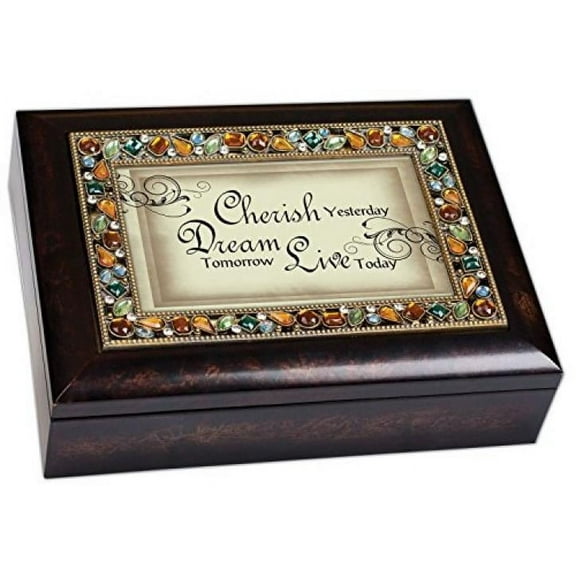 Cherish Dream Live Italian Style Burlwood Decorative Music Musical Jewelry Box - Plays What a Wonderful World