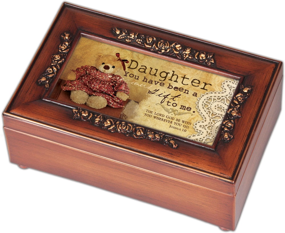 Cottage Garden Daughter Woodgrain Petite Rose Music Box / Jewelry Box Plays H...