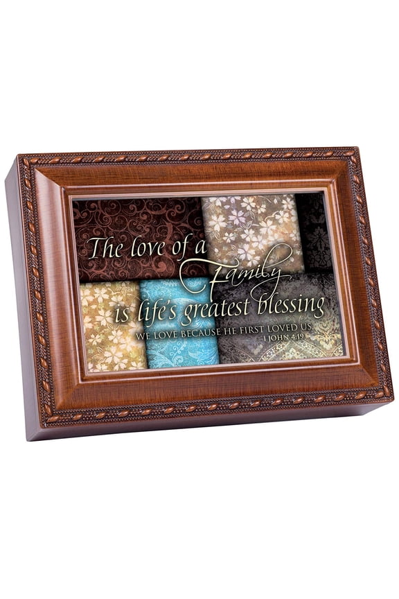 Family Woodgrain Traditional Music Box Plays Edelweiss