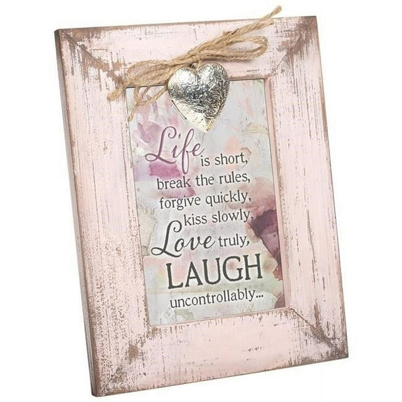 Cottage Garden Forgive Quickly Kiss Love Laugh Blush Pink Distressed Locket Easel Back Picture Frame
