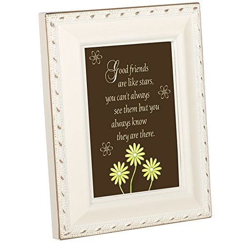 Cottage Garden Good Friends are Like Stars Ivory Rope Trim 2 x 3 Tiny Frame with Magnet and Easel