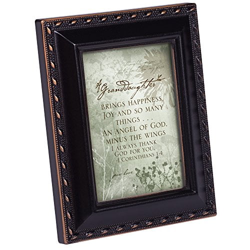 Cottage Garden Granddaughter Brings Happiness Black Rope Trim 2 x 3 Tiny Frame with Magnet and Easel