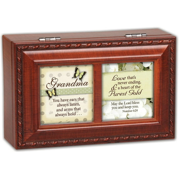 Cottage Garden Grandma You Have Woodgrain Petite Music Box / Jewelry Box Play...