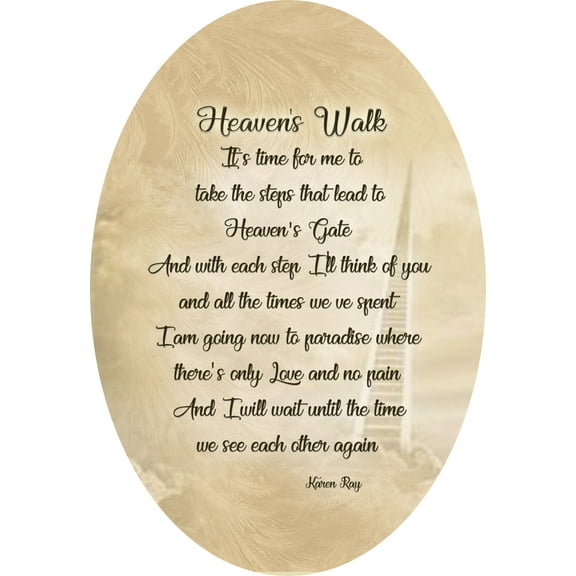 Cottage Garden Heaven's Walk 11.5 x 7.5 Wings of Gold Oval Memorial Frame