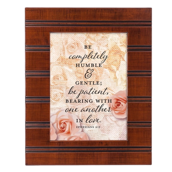 Cottage Garden Humble Gentle Patient Woodgrain Beaded Board 5 x 7 Table Top and Wall Photo Frame
