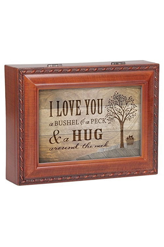 I Love You A Bushel & a Peck Wood Finish Jewelry Music Box Plays Tune You Are My Sunshine