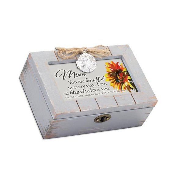 Cottage Garden Mom Beautiful Blessed Petite Locket Natural Music Box Plays Friend in Jesus