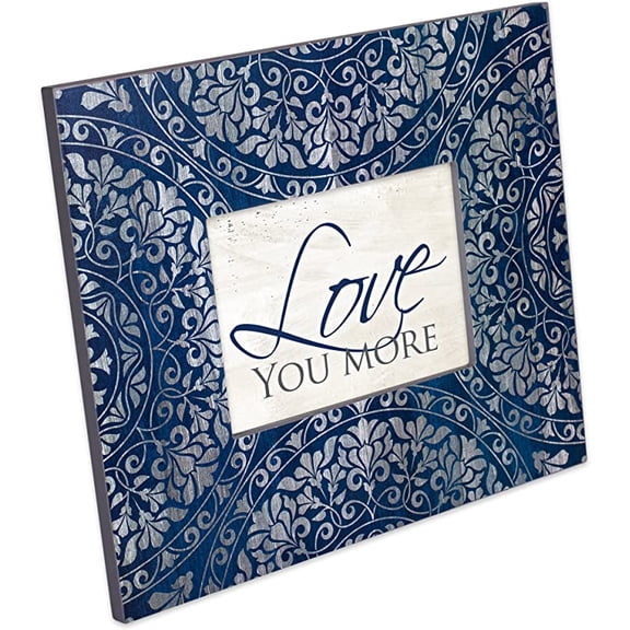 Cottage Garden Love You More Decoupage Navy Medallion 13 x 11 Wood Table Top Wall Photo Frame Plaque