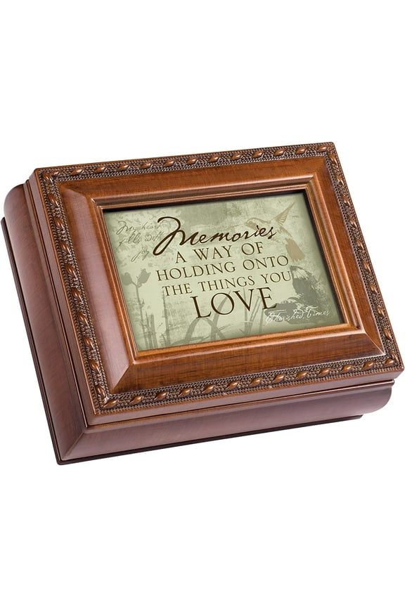 Memories Love Brown Rope Trim 4.5 x 3.5 Tiny Square Jewelry Keepsake Box