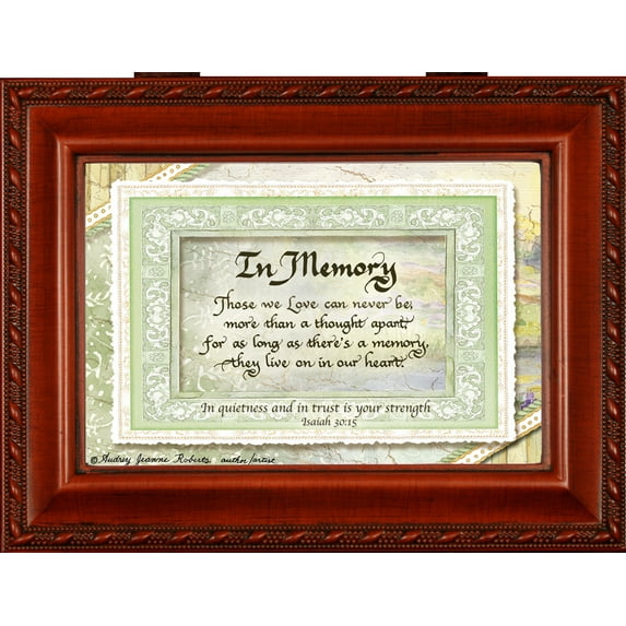 Cottage Garden Music Box - In Memory Plays Amazing Grace With Woodgrain Finish