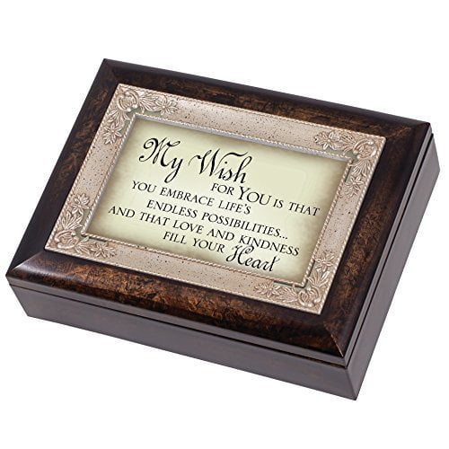 My Wish For You Dark Wood Finish Jewelry Music Box Plays Tune Amazing