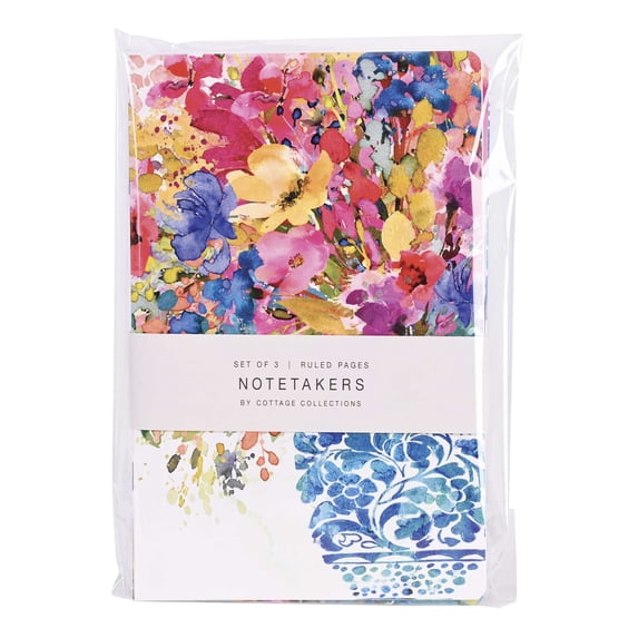 Cottage Garden Notetakers Lined Journal Notebook 5.5 x 8.5 Inch Floral Friends Collection Assorted Set of 3