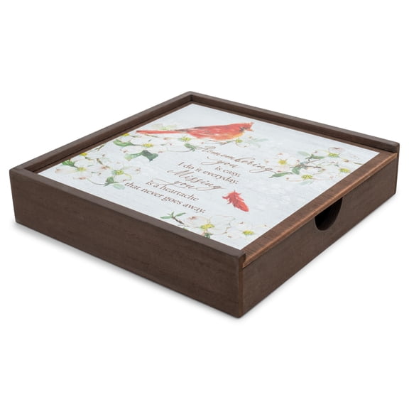 Cottage Garden Remembering You Is Easy 9.5 x 9.5 x 2 Inch, Durable MDF Wood Square Natural Woodgrain Finish Sliding Lid Memory Keepsake Box