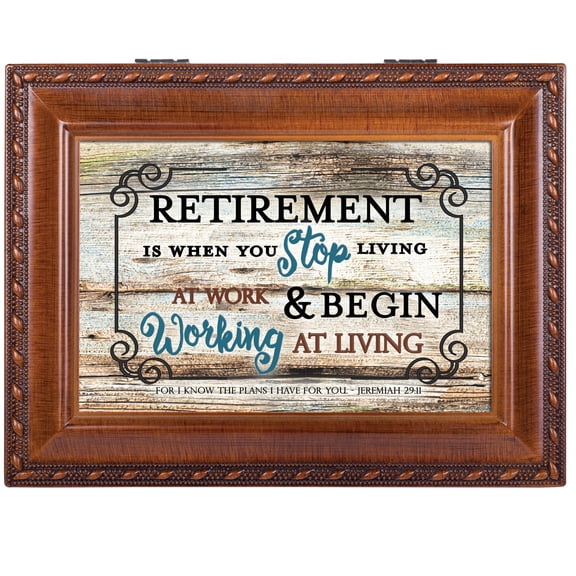 Cottage Garden Retirement Stop Working Living Woodgrain Keepsake Music Box Plays Amazing Grace