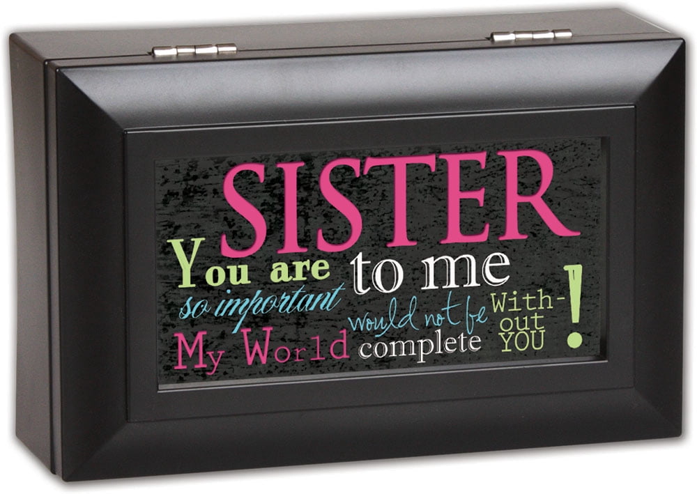 Cottage Garden Sister Matte Black Petite Music Box / Jewelry Box Plays You Li...