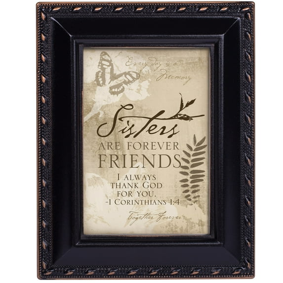 Cottage Garden Sisters are Forever Friends Black Rope Trim 2 x 3 Tiny Frame with Magnet and Easel