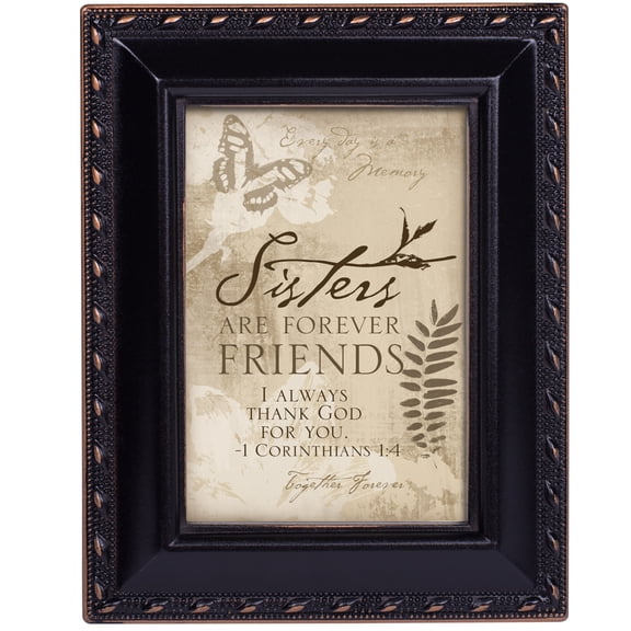 Cottage Garden Sisters are Forever Friends Black Rope Trim 2 x 3 Tiny Frame with Magnet and Easel