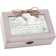 True Friends Hard to Find Natural Taupe Jewelry Music Box Plays Wonderful World